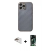 MARSİLYAN™- iPhone 13 Pro Max Kılıf Ahenk Işık - Şeffaf 360 Full Body Arka Koruyucu + Gold Pers Alüminyum Kamera Lens