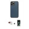 MARSİLYAN™- iPhone 13 Pro Max Kılıf Ahenk Işık - Şeffaf 360 Full Body Arka Koruyucu + Kırmızı Pers Alüminyum Kamera Lens