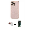 MARSİLYAN™- iPhone 13 Pro Max Kılıf Ahenk Işık - Şeffaf 360 Full Body Arka Koruyucu + Kırmızı Pers Alüminyum Kamera Lens