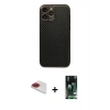 MARSİLYAN™- iPhone 13 Pro Max Kılıf Ahenk Işık - Şeffaf 360 Full Body Arka Koruyucu + Kırmızı Pers Alüminyum Kamera Lens