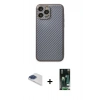 MARSİLYAN™- iPhone 13 Pro Max Kılıf Ahenk Işık - Şeffaf 360 Full Body Arka Koruyucu + Pers Alüminyum Kamera Lens - LT