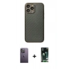 MARSİLYAN™- iPhone 13 Pro Max Kılıf Ahenk Işık - Şeffaf 360 Full Body Arka Koruyucu + Neon Fosforlu Kamera Lens - BZ