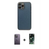 MARSİLYAN™- iPhone 13 Pro Max Kılıf Ahenk Işık - Şeffaf 360 Full Body Arka Koruyucu + Neon Fosforlu Kamera Lens - BZ