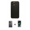 MARSİLYAN™- iPhone 13 Pro Max Kılıf Ahenk Işık - Şeffaf 360 Full Body Arka Koruyucu + Neon Fosforlu Kamera Lens - YL