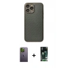 MARSİLYAN™- iPhone 13 Pro Max Kılıf Ahenk Işık - Şeffaf 360 Full Body Arka Koruyucu + Neon Fosforlu Kamera Lens - YL