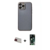 MARSİLYAN™- iPhone 13 Pro Max Kılıf Ahenk Işık - Şeffaf 360 Full Body Arka Koruyucu + Rainbow Kamera Lens Koruma Cam - KI
