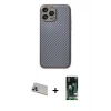 MARSİLYAN™- iPhone 13 Pro Max Kılıf Ahenk Işık - Şeffaf 360 Full Body Arka Koruyucu + Rainbow Kamera Lens Koruma Cam - MR