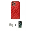 MARSİLYAN™- iPhone 13 Pro Max Kılıf Ahenk Işık - Şeffaf 360 Full Body Arka Koruyucu + Rainbow Kamera Lens Koruma Cam - BZ