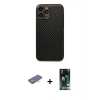 MARSİLYAN™- iPhone 13 Pro Max Kılıf Ahenk Işık - Şeffaf 360 Full Body Arka Koruyucu + Turuncu Renkli Kamera Lens Koruma Cam