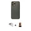 MARSİLYAN™- iPhone 13 Pro Max Kılıf Ahenk Işık - Şeffaf Maxco Cam Ekran Koruyucu + Gold Pers Alüminyum Kamera Lens