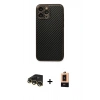 MARSİLYAN™- iPhone 13 Pro Max Kılıf Ahenk Işık - Şeffaf Maxco Cam Ekran Koruyucu + Gold Raze Metal Kamera Lens