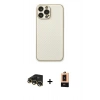 MARSİLYAN™- iPhone 13 Pro Max Kılıf Ahenk Işık - Şeffaf Maxco Cam Ekran Koruyucu + Gold Raze Metal Kamera Lens