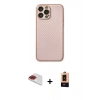 MARSİLYAN™- iPhone 13 Pro Max Kılıf Ahenk Işık - Şeffaf Maxco Cam Ekran Koruyucu + Kırmızı Pers Alüminyum Kamera Lens
