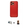 MARSİLYAN™- iPhone 13 Pro Max Kılıf Ahenk Işık - Şeffaf Maxco Cam Ekran Koruyucu + Mavi Rainbow Kamera Lens Koruma Cam