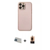 MARSİLYAN™- iPhone 13 Pro Max Kılıf Ahenk Işık - Şeffaf Maxco Cam Ekran Koruyucu + Mavi Rainbow Kamera Lens Koruma Cam