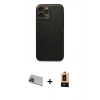 MARSİLYAN™- iPhone 13 Pro Max Kılıf Ahenk Işık - Şeffaf Maxco Cam Ekran Koruyucu + Mavi Rainbow Kamera Lens Koruma Cam