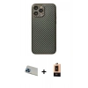 MARSİLYAN™- iPhone 13 Pro Max Kılıf Ahenk Işık - Şeffaf Maxco Cam Ekran Koruyucu + Mavi Rainbow Kamera Lens Koruma Cam