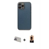 MARSİLYAN™- iPhone 13 Pro Max Kılıf Ahenk Işık - Şeffaf Maxco Cam Ekran Koruyucu + Mor Rainbow Kamera Lens Koruma Cam
