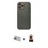 MARSİLYAN™- iPhone 13 Pro Max Kılıf Ahenk Işık - Şeffaf Maxco Cam Ekran Koruyucu + Mor Rainbow Kamera Lens Koruma Cam
