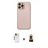 MARSİLYAN™- iPhone 13 Pro Max Kılıf Ahenk Işık - Şeffaf Maxco Cam Ekran Koruyucu + Shine Kamera Lens - GD