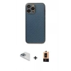 MARSİLYAN™- iPhone 13 Pro Max Kılıf Ahenk Işık - Şeffaf Maxco Cam Ekran Koruyucu + Sierra Blue Pers Alüminyum Kamera Lens