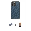 MARSİLYAN™- iPhone 13 Pro Max Kılıf Ahenk Işık - Şeffaf Maxco Cam Ekran Koruyucu + Yeşil Renkli Kamera Lens Koruma Cam