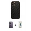 MARSİLYAN™- iPhone 13 Pro Max Kılıf Ahenk Işık - Şeffaf Pasifik Cam Ekran Koruyucu + Neon Fosforlu Kamera Lens - BZ