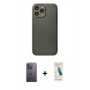 MARSİLYAN™- iPhone 13 Pro Max Kılıf Ahenk Işık - Şeffaf Pasifik Cam Ekran Koruyucu + Neon Fosforlu Kamera Lens - BZ