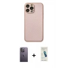 MARSİLYAN™- iPhone 13 Pro Max Kılıf Ahenk Işık - Şeffaf Pasifik Cam Ekran Koruyucu + Neon Fosforlu Kamera Lens - BZ