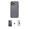 MARSİLYAN™- iPhone 13 Pro Max Kılıf Ahenk Işık - Şeffaf Pasifik Cam Ekran Koruyucu + Neon Fosforlu Kamera Lens - BZ