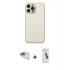 MARSİLYAN™- iPhone 13 Pro Max Kılıf Ahenk Işık - Şeffaf Pasifik Cam Ekran Koruyucu + Pers Alüminyum Kamera Lens - GD