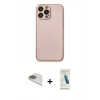 MARSİLYAN™- iPhone 13 Pro Max Kılıf Ahenk Işık - Şeffaf Pasifik Cam Ekran Koruyucu + Pers Alüminyum Kamera Lens - GD