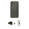 MARSİLYAN™- iPhone 13 Pro Max Kılıf Ahenk Işık - Şeffaf Pasifik Cam Ekran Koruyucu + Raze Metal Kamera Lens - GD
