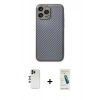 MARSİLYAN™- iPhone 13 Pro Max Kılıf Ahenk Işık - Şeffaf Pasifik Cam Ekran Koruyucu + Shine Kamera Lens - GD