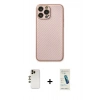 MARSİLYAN™- iPhone 13 Pro Max Kılıf Ahenk Işık - Şeffaf Pasifik Cam Ekran Koruyucu + Shine Kamera Lens - GD