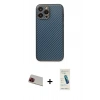 MARSİLYAN™- iPhone 13 Pro Max Kılıf Ahenk Işık - Şeffaf Pasifik Cam Ekran Koruyucu + Rainbow Kamera Lens Koruma Cam - KI