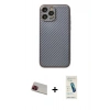 MARSİLYAN™- iPhone 13 Pro Max Kılıf Ahenk Işık - Şeffaf Pasifik Cam Ekran Koruyucu + Rainbow Kamera Lens Koruma Cam - KI