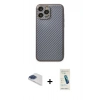 MARSİLYAN™- iPhone 13 Pro Max Kılıf Ahenk Işık - Şeffaf Pasifik Cam Ekran Koruyucu + Pers Alüminyum Kamera Lens - LT