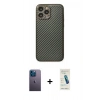 MARSİLYAN™- iPhone 13 Pro Max Kılıf Ahenk Işık - Şeffaf Pasifik Cam Ekran Koruyucu + Neon Fosforlu Kamera Lens - MI