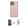 MARSİLYAN™- iPhone 13 Pro Max Kılıf Ahenk Işık - Şeffaf Pasifik Cam Ekran Koruyucu + Neon Fosforlu Kamera Lens - MI