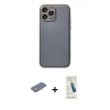 MARSİLYAN™- iPhone 13 Pro Max Kılıf Ahenk Işık - Şeffaf Pasifik Cam Ekran Koruyucu + Renkli Kamera Lens Koruma Cam - SI