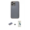 MARSİLYAN™- iPhone 13 Pro Max Kılıf Ahenk Işık - Şeffaf Pasifik Cam Ekran Koruyucu + Renkli Kamera Lens Koruma Cam - TU