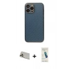 MARSİLYAN™- iPhone 13 Pro Max Kılıf Ahenk Işık - Şeffaf Pasifik Cam Ekran Koruyucu + Rainbow Kamera Lens Koruma Cam - REGD
