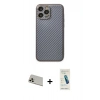 MARSİLYAN™- iPhone 13 Pro Max Kılıf Ahenk Işık - Şeffaf Pasifik Cam Ekran Koruyucu + Rainbow Kamera Lens Koruma Cam - REGD