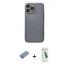 MARSİLYAN™- iPhone 13 Pro Max Kılıf Ahenk Işık - Şeffaf Pasifik Cam Ekran Koruyucu + Shine Kamera Lens Koruma Cam - PE