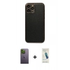 MARSİLYAN™- iPhone 13 Pro Max Kılıf Ahenk Işık - Şeffaf Pasifik Cam Ekran Koruyucu + Yeşil Neon Fosforlu Kamera Lens