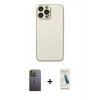 MARSİLYAN™- iPhone 13 Pro Max Kılıf Ahenk Işık - Şeffaf Pasifik Cam Ekran Koruyucu + Yeşil Neon Fosforlu Kamera Lens