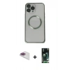 MARSİLYAN™- iPhone 13 Pro Max Kılıf Ahenk Işık Serisi - Şeffaf 360 Full Body Arka Koruyucu + Pers Alüminyum Kamera Lens - GI