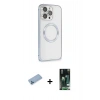 MARSİLYAN™- iPhone 13 Pro Max Kılıf Ahenk Işık Serisi - Şeffaf 360 Full Body Arka Koruyucu + Shine Kamera Lens Koruma Cam - MI