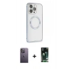 MARSİLYAN™- iPhone 13 Pro Max Kılıf Ahenk Işık Serisi - Şeffaf 360 Full Body Arka Koruyucu + Neon Fosforlu Kamera Lens - BZ
